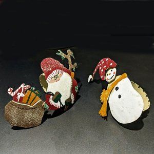 Four Christmas Napkin Rings - Lots of Personality - Unique - RARE!